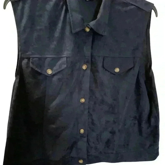 Graver Studio Navy Button Up Vest Faux Suede Size XL. - Picture 5 of 7
